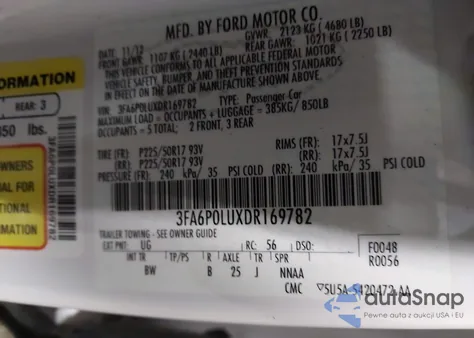 2013 Ford Fusion Hybrid Se из США, поврежденный, VIN 3FA6P0LUXDR169782